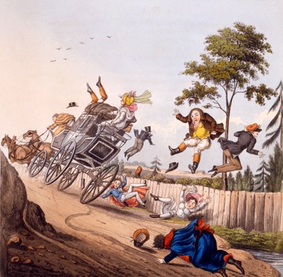 Aireadas naderías, o retazos y nadas y cortos-cum-cortos en un circumbendibus salto, paso y brinco por Olio Rogmarole, grabado a mano por George Hunt, 1825 de M. Egerton